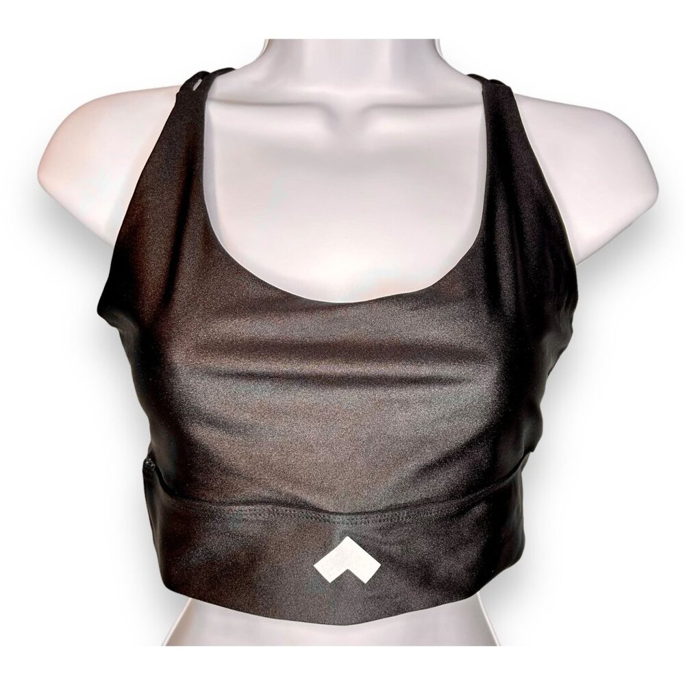 Onzie x Tonal Black Sacred Sports Bra Strappy Longline cross back scoop neck